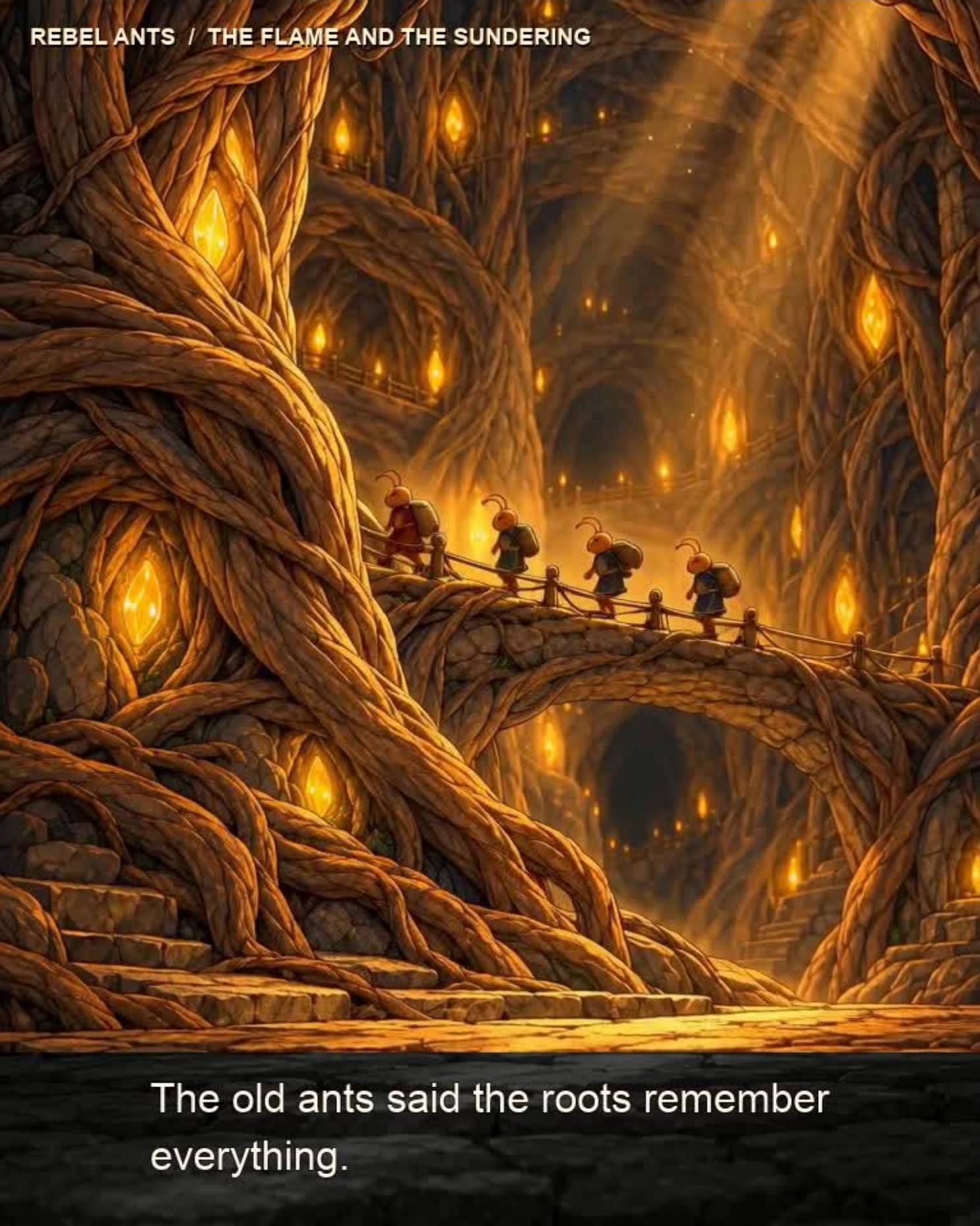 The glowing Flame of Life deep beneath the roots
